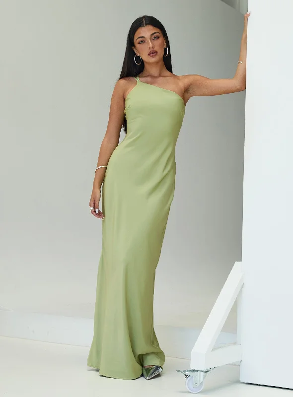 Contemporary Fashion Sale Nehemiah One Shoulder Maxi Dress Green Effortless Sophistication