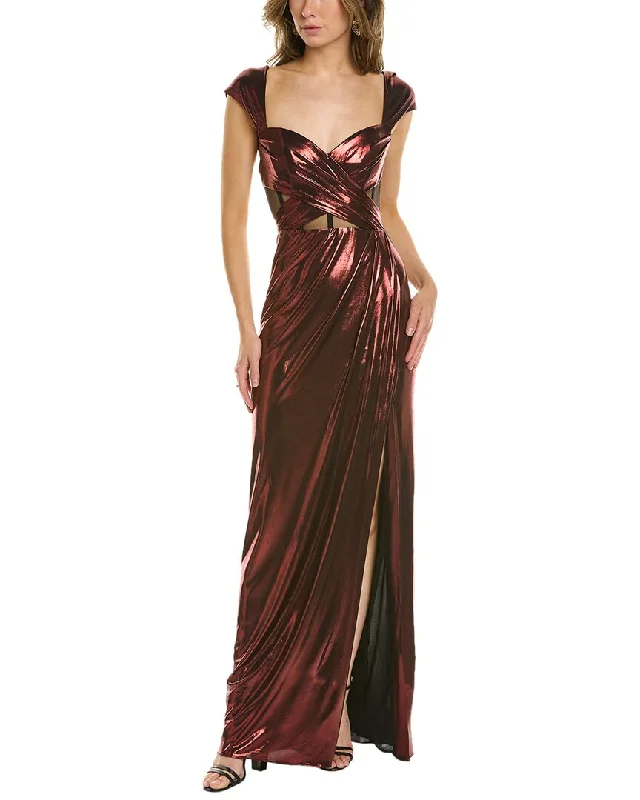 Trend Leading Collection Marchesa Notte Metallic Column Gown Dreamy Aesthetic