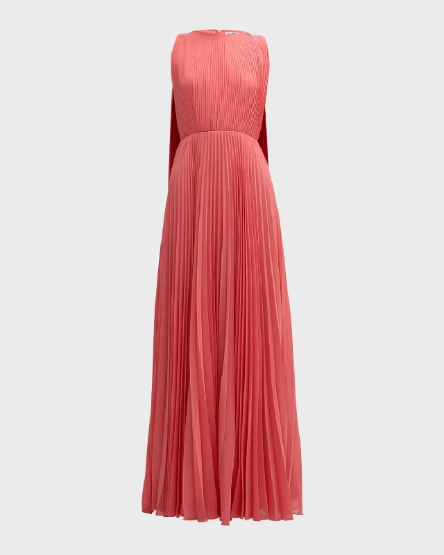 Crazy Discounts, Hurry Up Octavia Pleated Draped A-Line Gown Parisian Effortless Chic Style