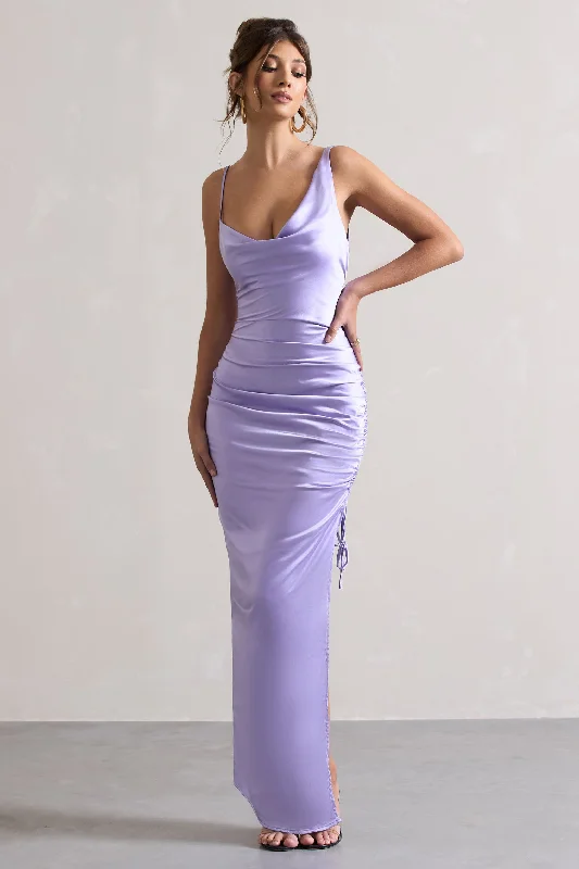 Holiday Attire Sale Belonging | Lilac Ruched Cowl Maxi Dress Luxury Comfort