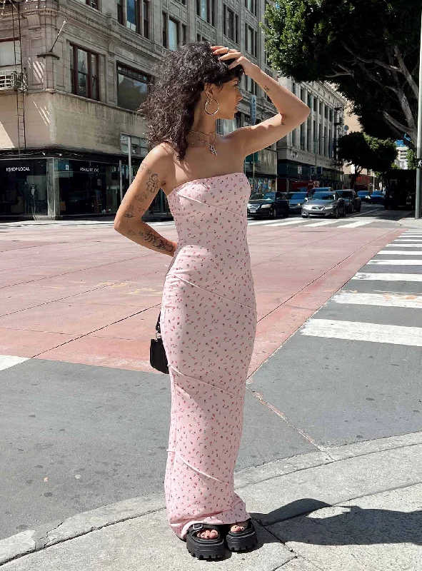 Fashion Forward Femininity Oscar Midi Dress Pink Floral Seasonal Trend