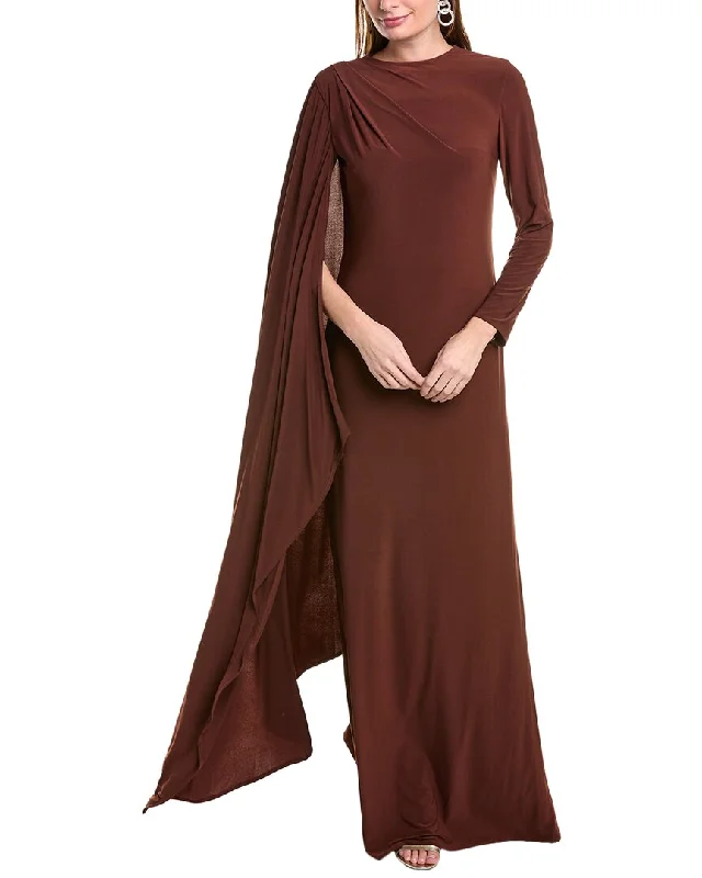 Must Haves Rene Ruiz Cape Sleeve Gown Chic Allure