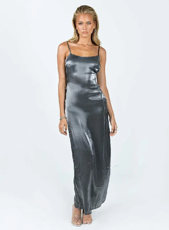 You'Ll Love Us Because Gianne Slip Maxi Dress Grey Elegant Details