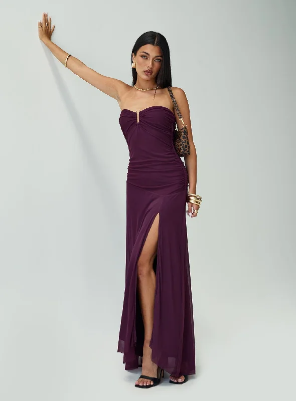 Seasonal Trends Barbarella Strapless Maxi Dress Purple Seasonal Trend