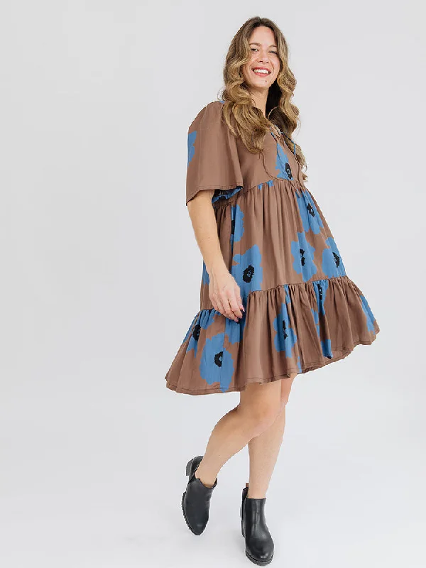 Sleek Style Discounts Adelaide Tiered Mini Dress - Dark Oak Everyday Glamour