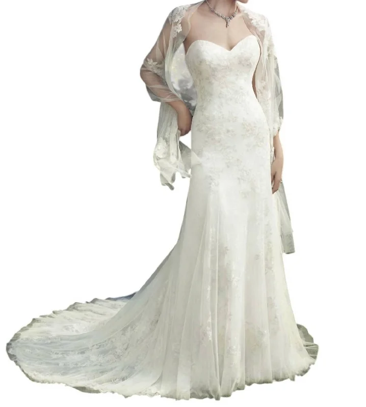 Urban Style Promotions Lace Appliqué A-Line Gown In Ivory/ivory/silver Subtle Sophistication