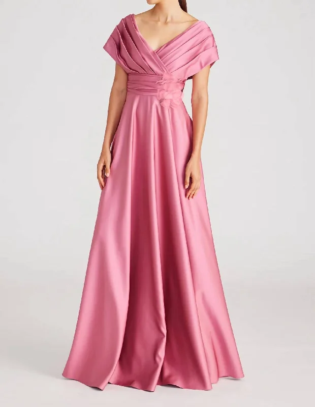 Mega Sales Cecelia Draped A Line Gown In Vintage Primrose Luxe Layering