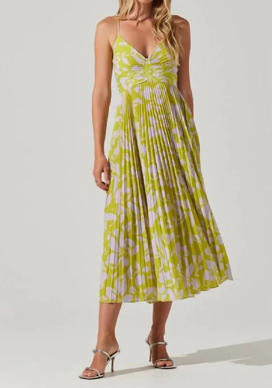 Fashion Forward, Function First Blythe Floral Midi Dress In Yellow Feminine Elegance