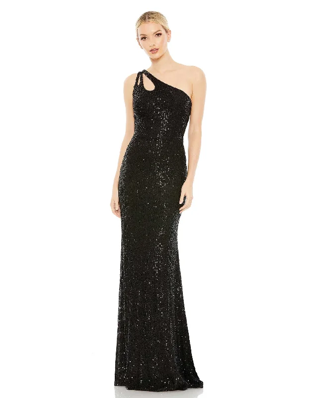 Classy Style Discounts Sequined Strappy One Shoulder Column Gown Rustic Countryside Charm Look