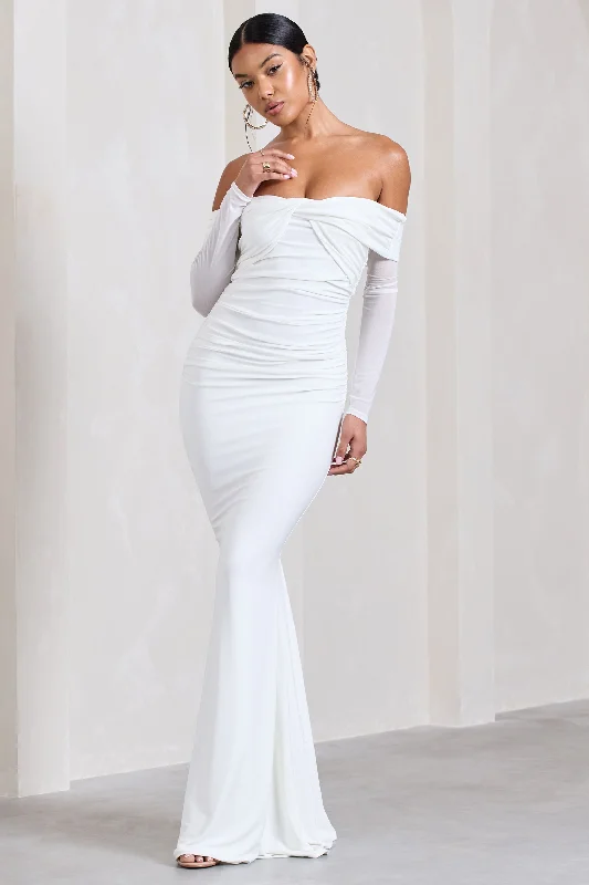 Best Deals Of The Season Alex | White Bardot Twist Maxi Dress Elevated Style