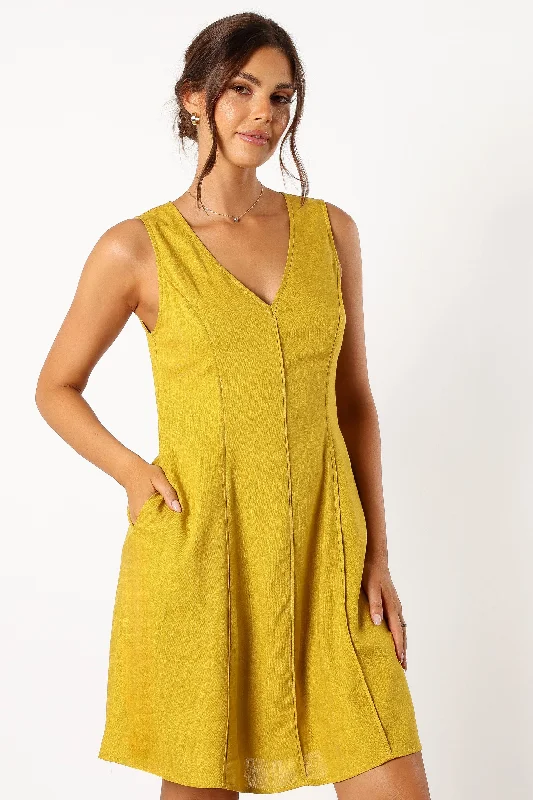 Flash Sales Rubes Mini Dress - Mustard Polished Finish