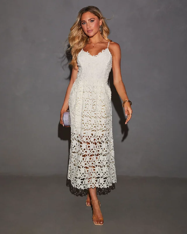 Exclusive Designer Style Deals Picturesque Lace Midi Dress Summer Fashion