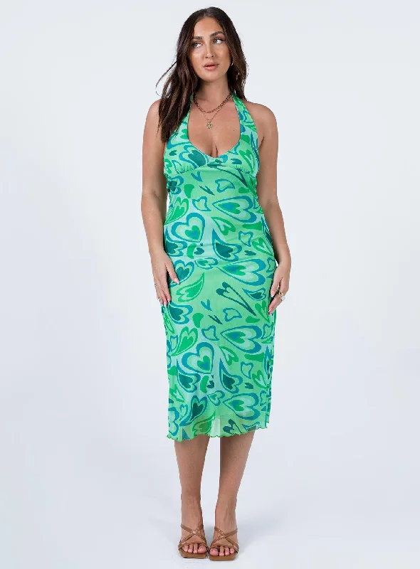 Premium Style Offers Tiffany Midi Dress Green Vintage Look