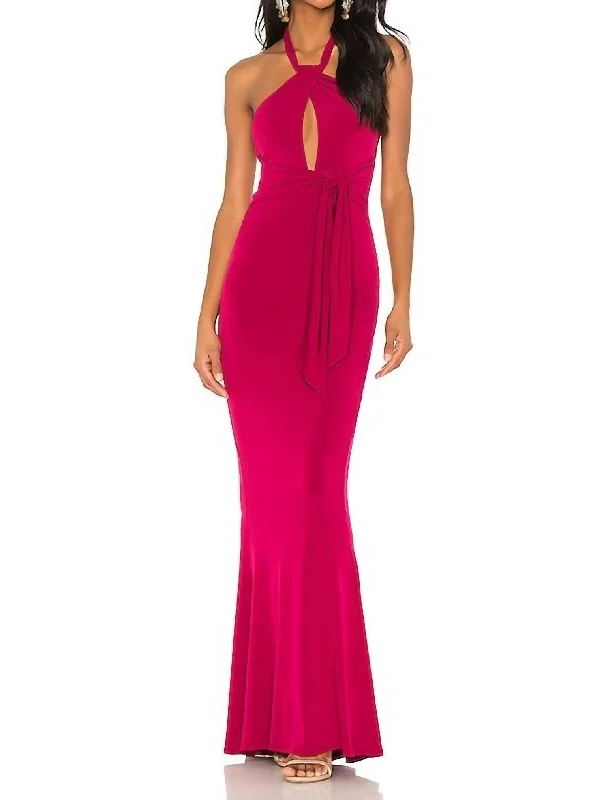 Premium Fashion Crave Halter Gown In Ruby Boho - Chic Festival - Ready Style