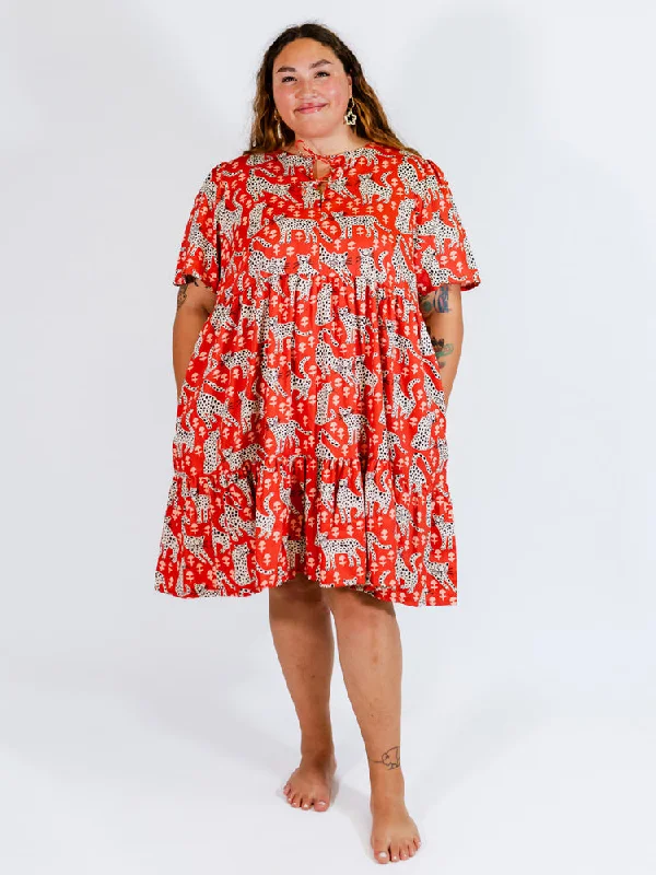 Statement Fashion Offers Adelaide Tiered Plus Size Mini Dress - Poppy Leopard Luxury Style