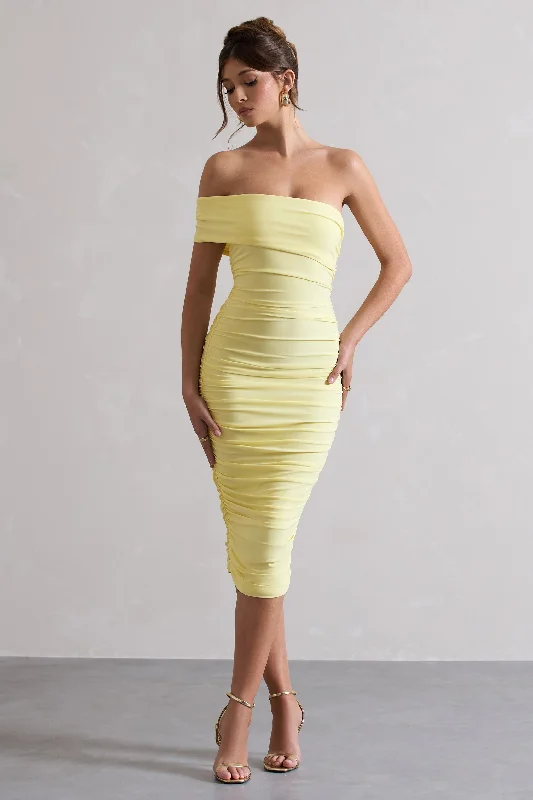 Stylish Looks Remember Me | Lemon One Shoulder Midi Dress Coastal Beach - Inspired Style