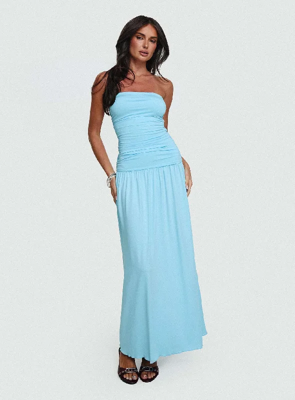 Best-Sellers Glorie Strapless Maxi Dress Light Blue Final Clearance