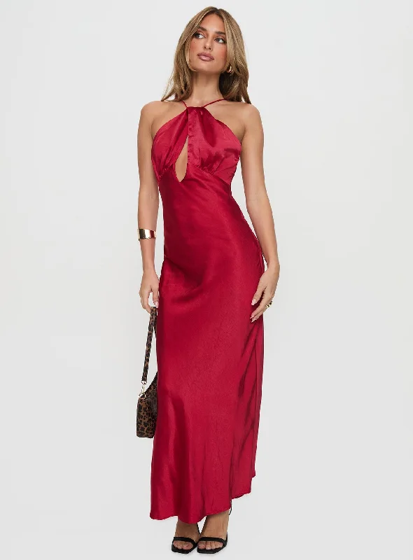 Exclusive Sale Saja Cut Out Maxi Dress Red Minimalist Elegant