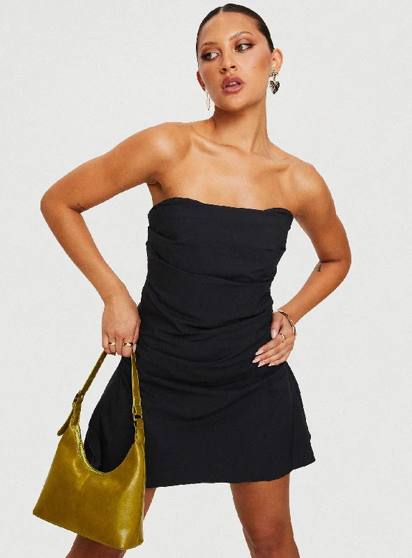 Style Without Limits Bradwell Strapless Mini Dress Black Petite Romantic Date - Night Ensemble