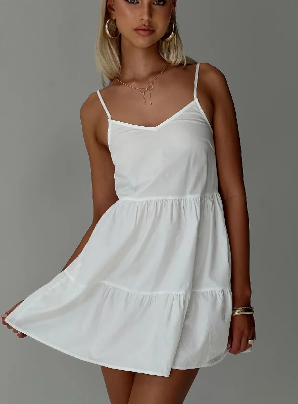 Elevated Casual Discounts Zorion Mini Dress White Bohemian Vibe