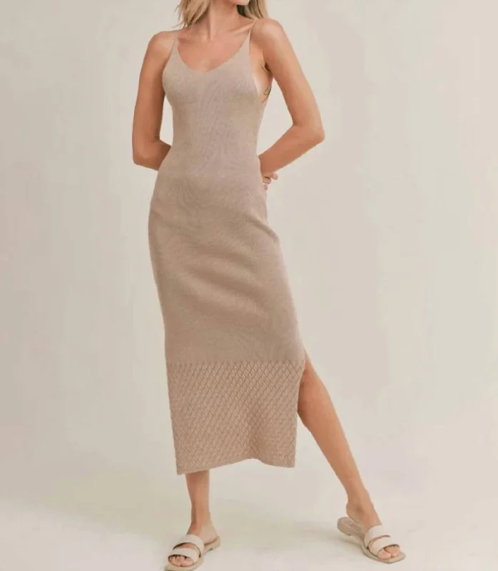 Daily Deals Kimberley Knit Midi Dress In Beige Minimalist Elegant