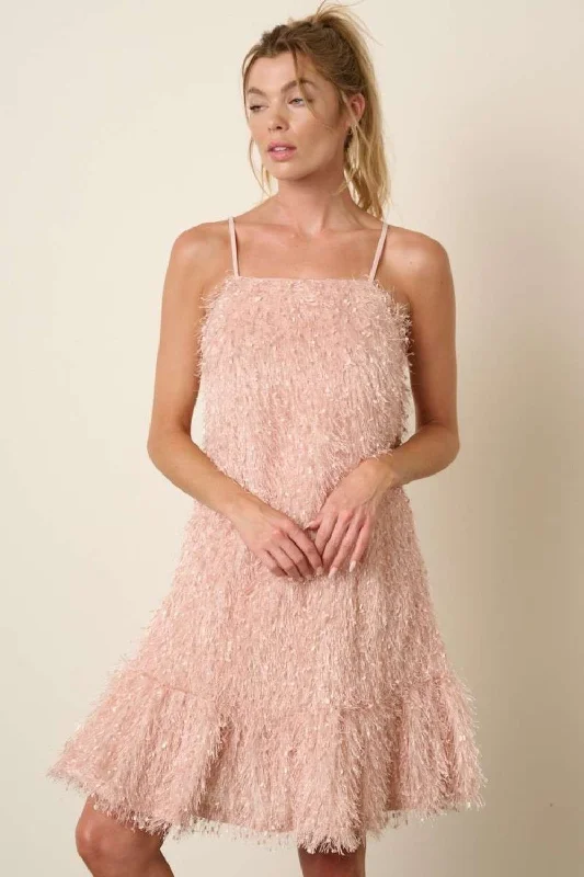 Final Sale Hot Girl Mittoshop Feather Ruffle Hem Mini Dress In Blush Refined Look