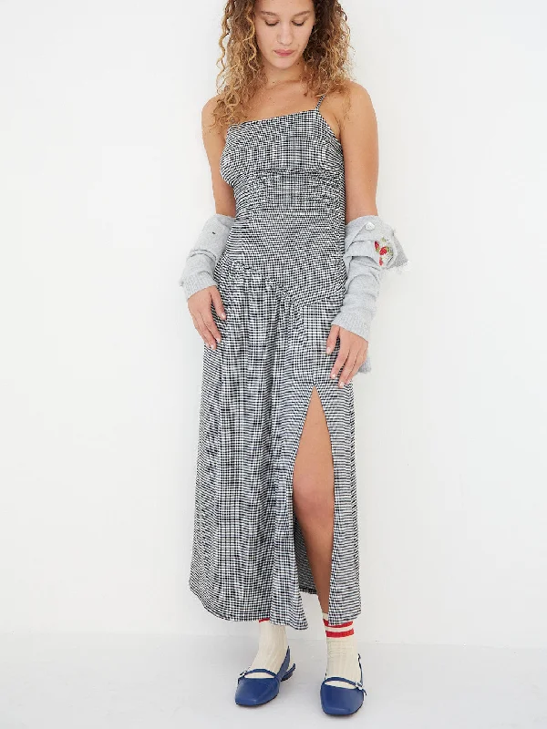 Feminine Luxe Style Sale Lynn Midi Dress - Caviar Gingham Chic Sophistication