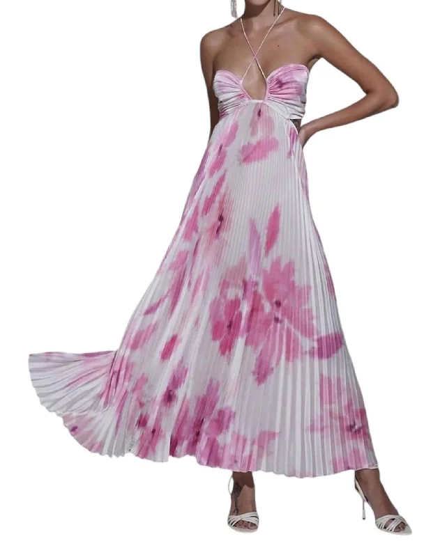 Unleash Your Trend Driven Style Jardin Gown In Pink/white Flowing Silhouette