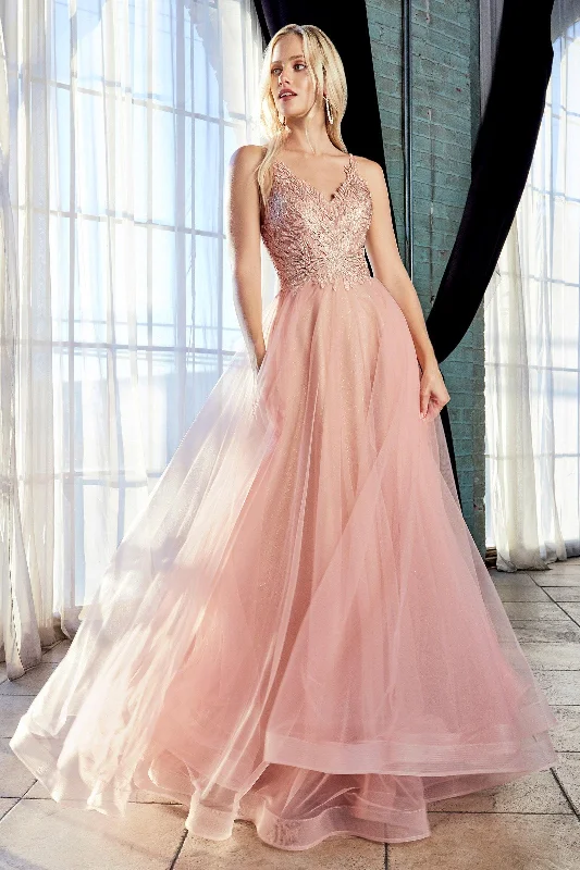 Unbeatable Prices Cinderella Divine CD899 Prom Long Formal Lace Applique Evening Dress Floral Style