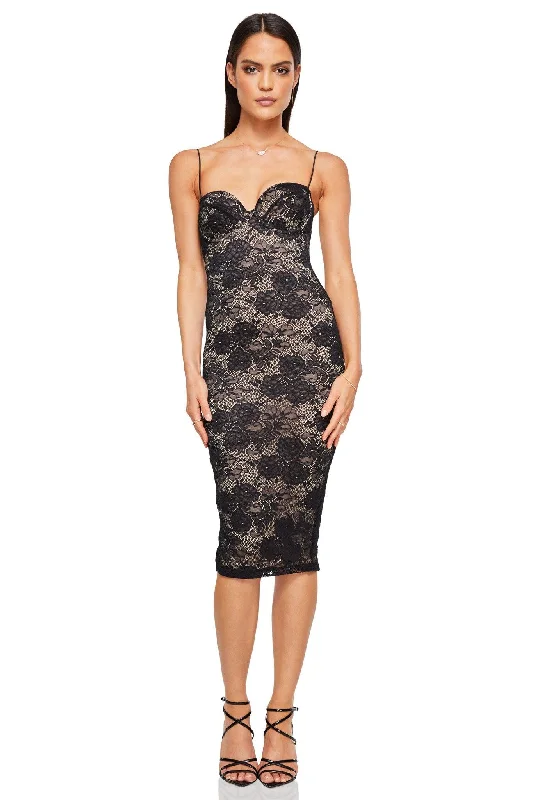 Ride The Style Wave Nookie Heaven Midi Dress - Black Graceful Movement