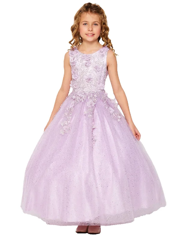 Swimwear Summer Blowout Big Girls Lilac 3D Flower Rhinestone Tulle Junior Bridesmaid Dress 8-16 Lightweight Fabric