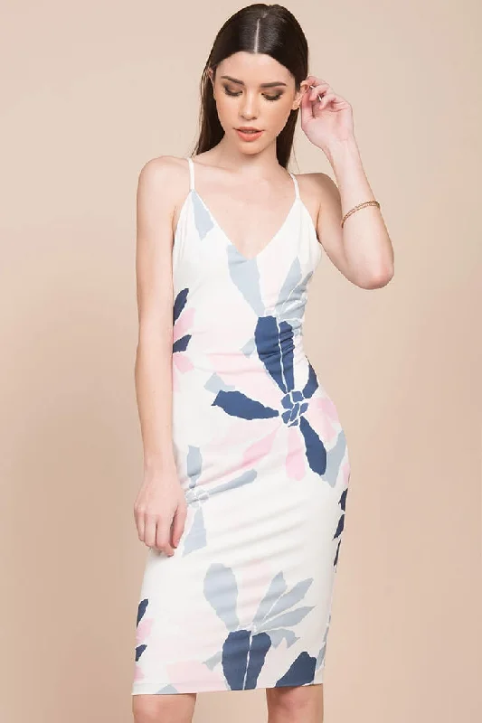 Chic Trends Unveiled Angeline Floral Bodycon Dress White Today Only