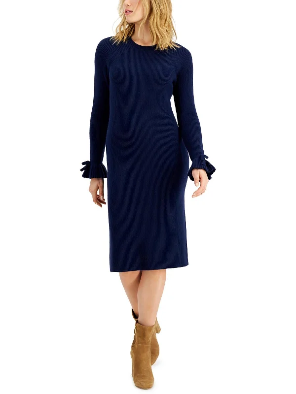 Ride The Style Wave Womens Ribbed Crew Neck Sweatshirt Dress Effortless Grace