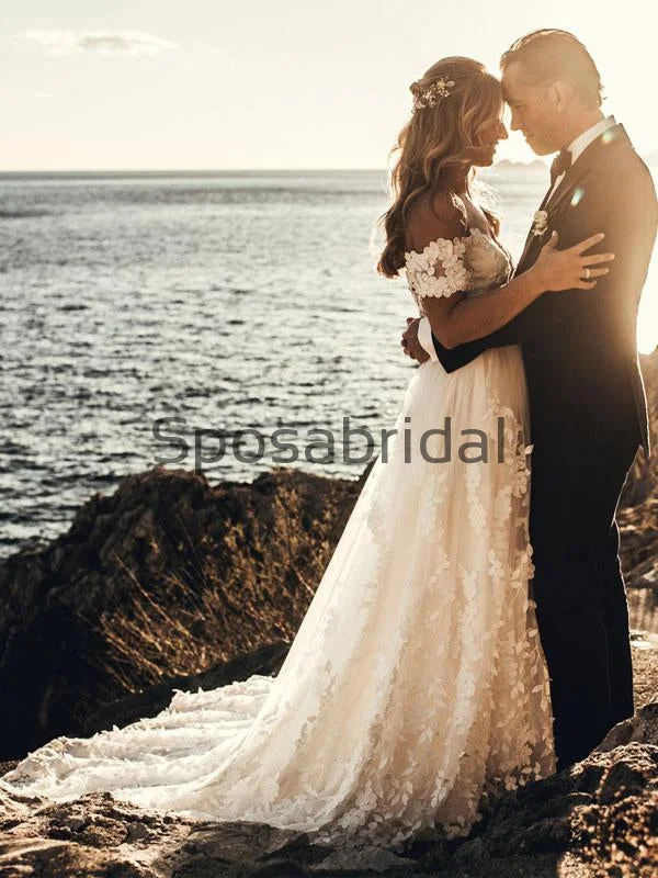 Sophisticated Fashion A-line Lace Off the Shoulder Beach Vintage Wedding Dresses WD0479 Boho - Chic Festival - Ready Style