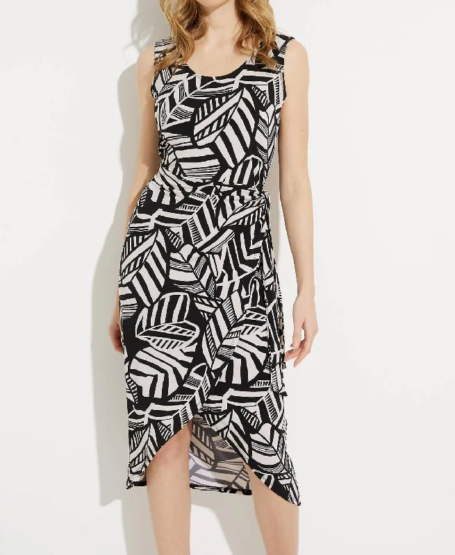 Shop Sale Items Palm Print Sleeveless Dress In Black/moonstone Alluring Design