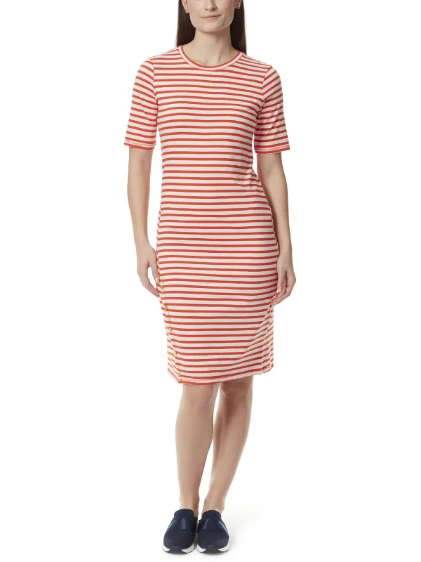 Hot Sale Womens Striped Midi T-Shirt Dress Romantic Date - Night Ensemble