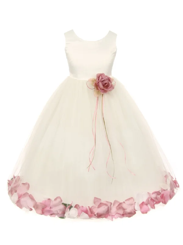 Popular Collection Big Girls Ivory Without Sash Petal Junior Bridesmaid Plus Size Dress 16.5-20.5 Artful Design