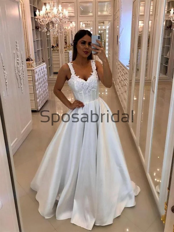 Hot Trends A-line Satin Dream Simple Vintage Wedding Dresses, Ball Gown WD0482 Vintage Retro Party Wear