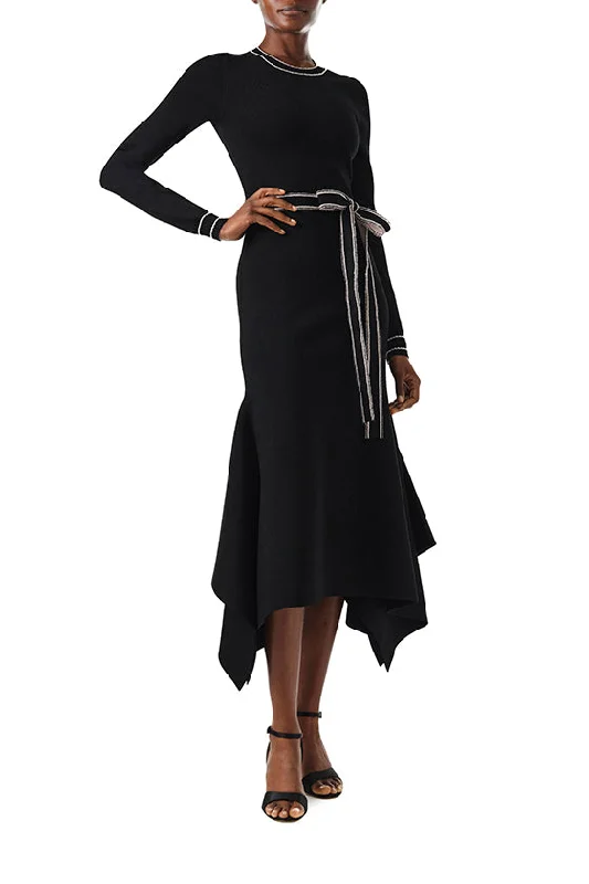 Style Without Limits Long Sleeve Noir Knit Dress Casual Elegance