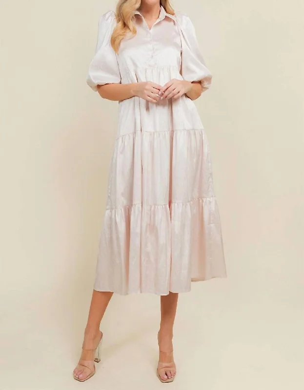 Refined Fashion Sale Collared Midi Shirt Dress in Ivory Charming Silhouette