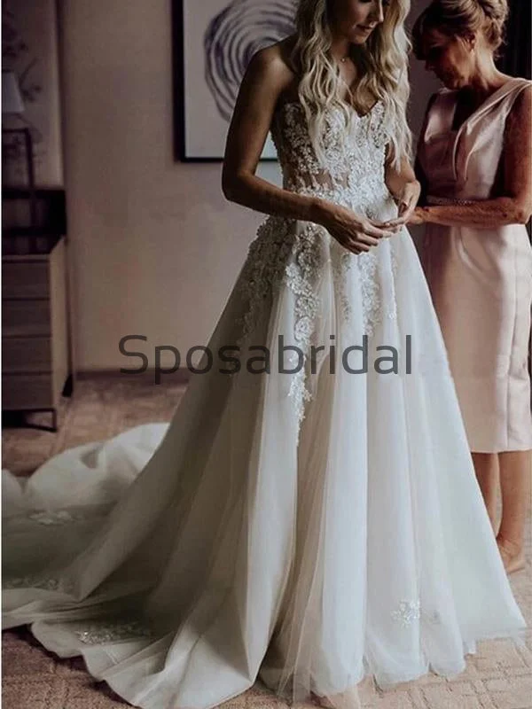 Flirty Fashion Discounts Charming Lace Vintage Long Sweetheart Popular Wedding Dresses WD0432 Charming Silhouette