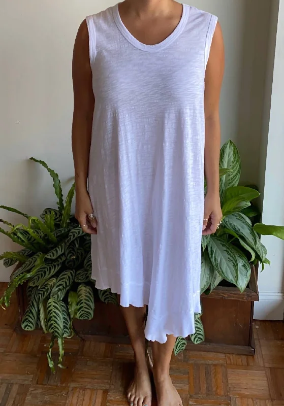 Limited Time Offers Mixed Double Layer Sleeveless Shift Dress In White Charming Silhouette