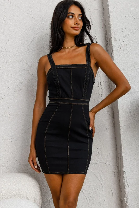 Hot Picks Shalom Structured Bodycon Dress Black Effortless Grace