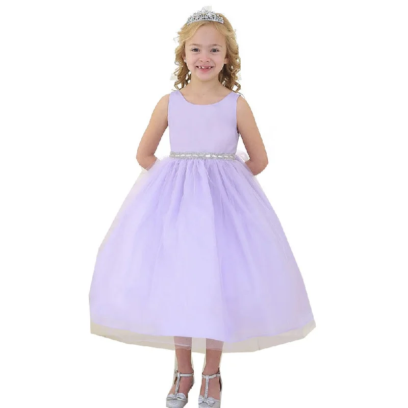 Hot Deals Big Girls Lilac Rhinestone Tulle Junior Bridesmaid Dress 8-12 Parisian Effortless Chic Style