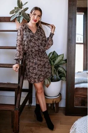 Hot Brand Discounts Veronica M. Long Sleeve Smocked Chiffon Dress Cottagecore Rustic Charm Style