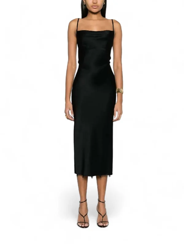 Sophisticated Style Offers Renny Slip Satin Maxi Dress In Black Elegant Details