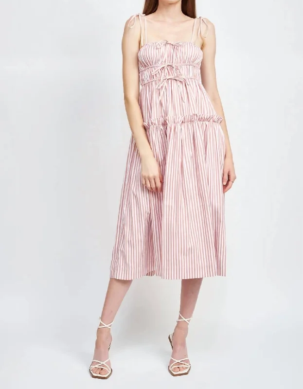 The Latest Fashion Trends Striped Sleeveless Dress In Pink Casual Elegance