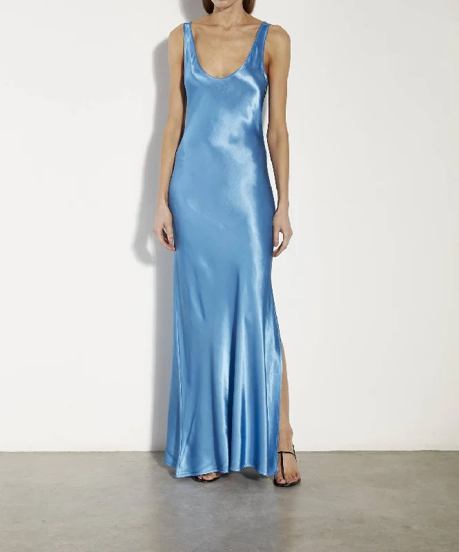 Exclusive Deals Online Satin Tank Dress In Pool Blue Vintage Charm