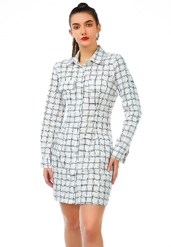 Luxury Fashion Discounts full sleeve chequered shirt dress Elegant Attire