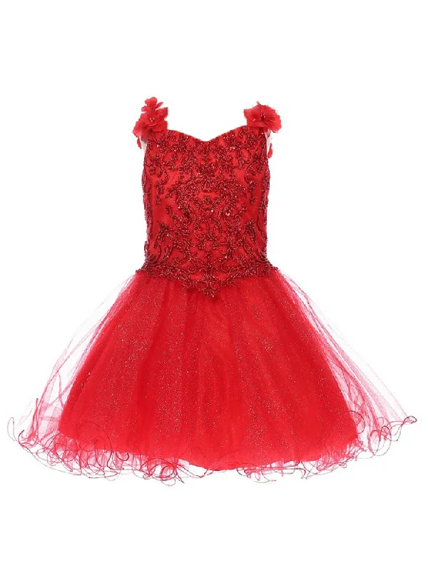 Flash Sale Fever Big Girls Red 3D Flower Strap Junior Bridesmaid Dress 8-16 Romantic Detailing